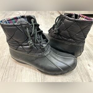 Women’s Black Quilted Sperry Duck Boots Size 7.5
